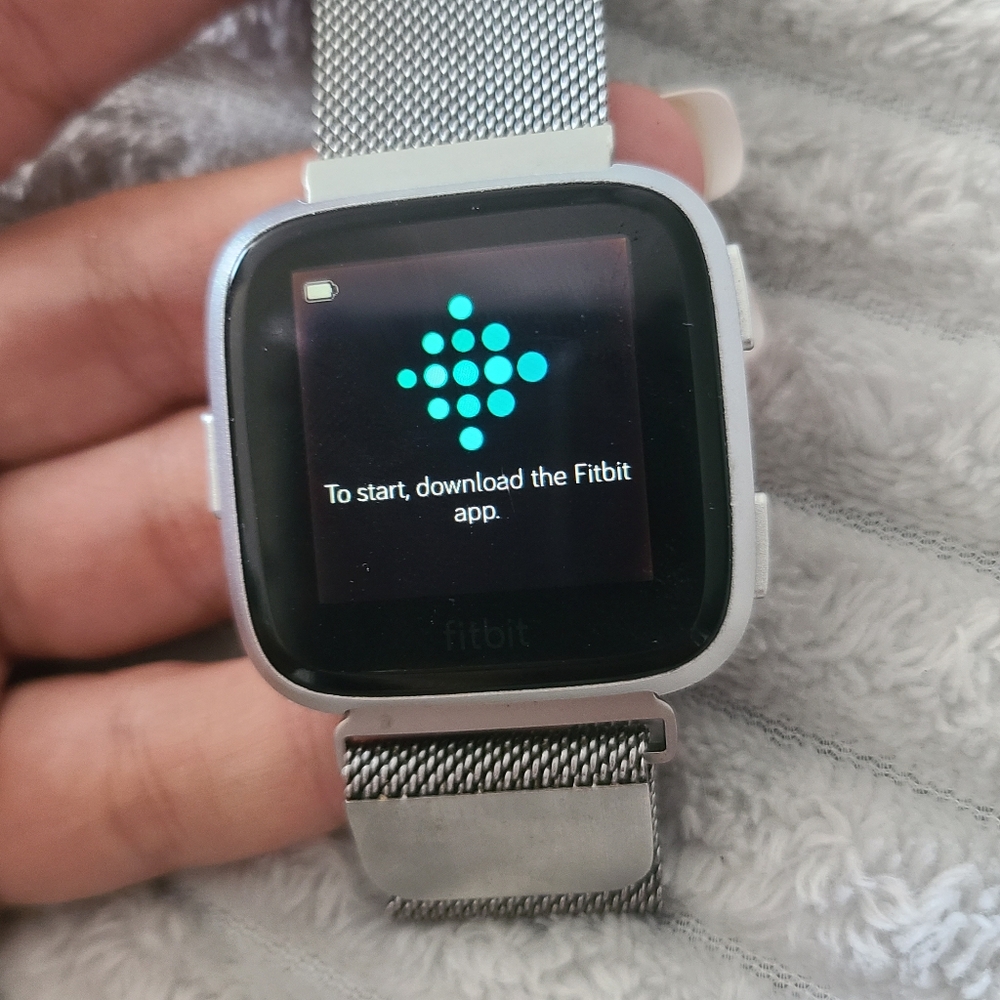 Fitbit Silver Smartwatch with Square Display and Mesh Band